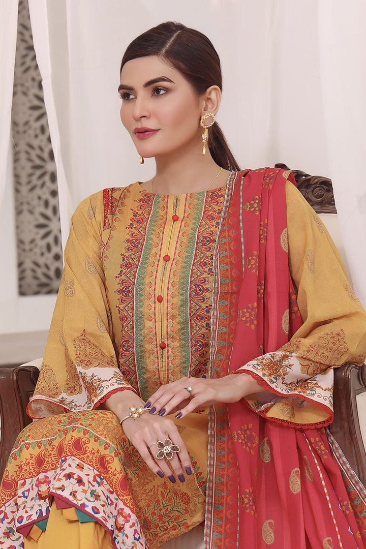 Lawn Yellow 3 Piece Suit - Khas