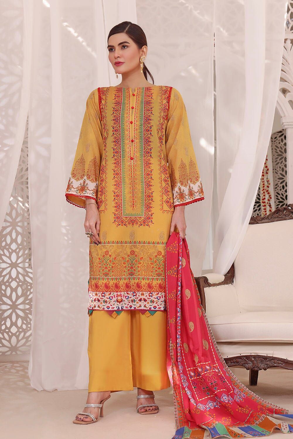 Lawn Yellow 3 Piece Suit - Khas