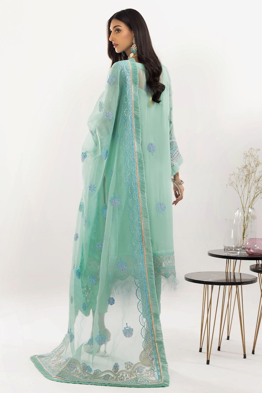 Chiffon Tan 3 Piece Suit - Khas