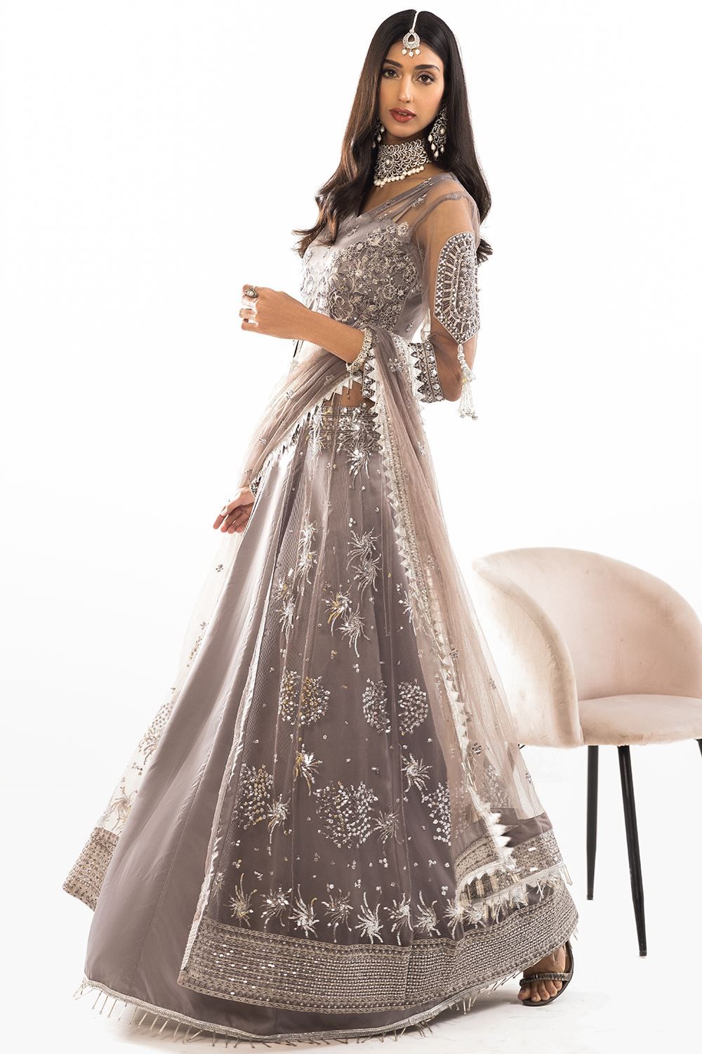 Net Grey 3 Piece Suit - Lawn
