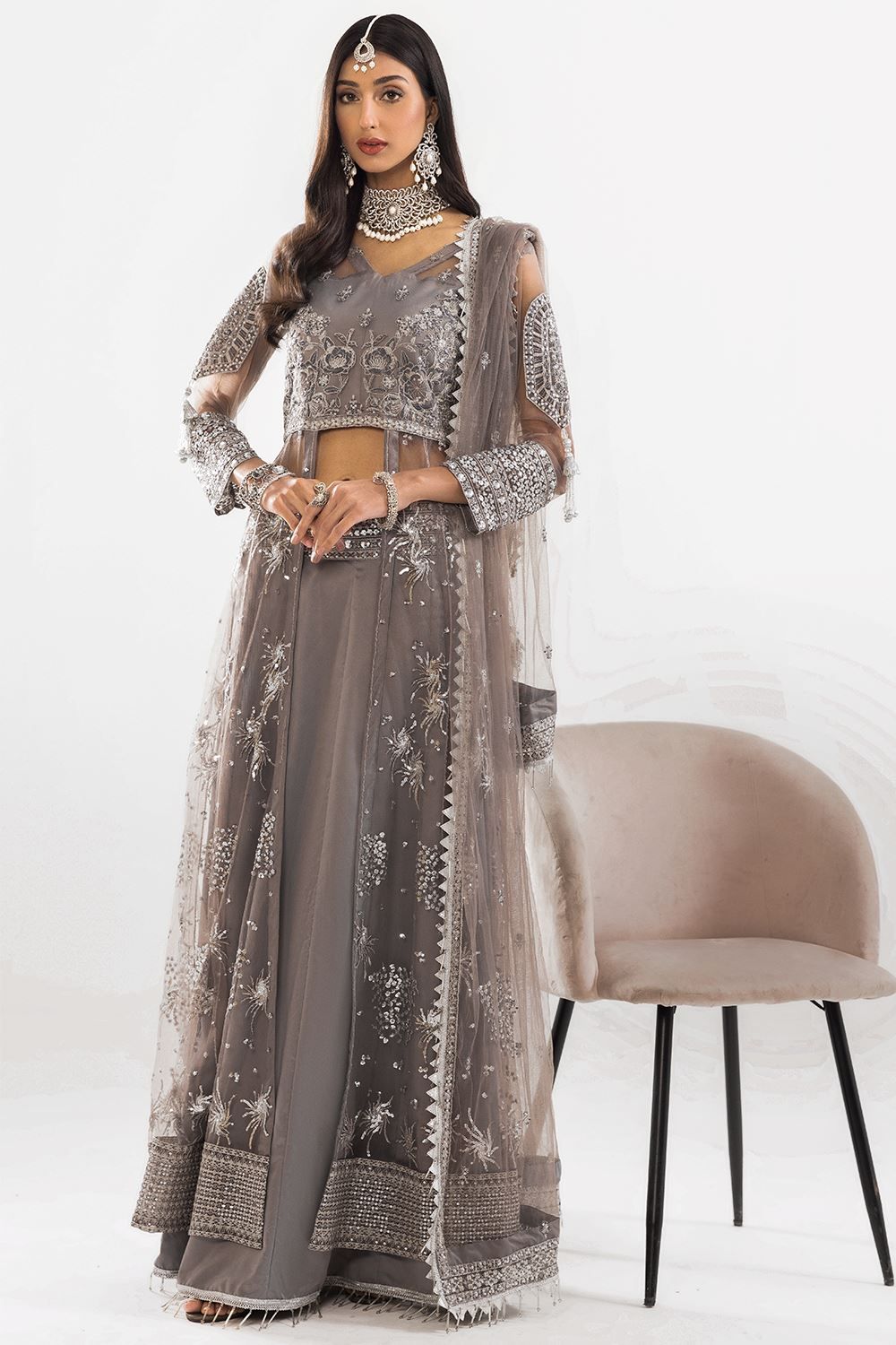 Net Grey 3 Piece Suit - Lawn