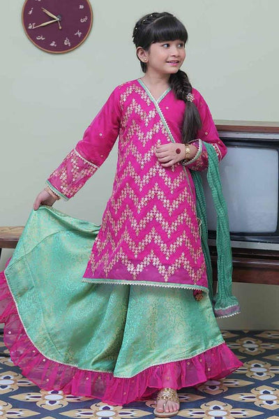 Banarsi Shocking Pink 3 Piece Suit - Senorita