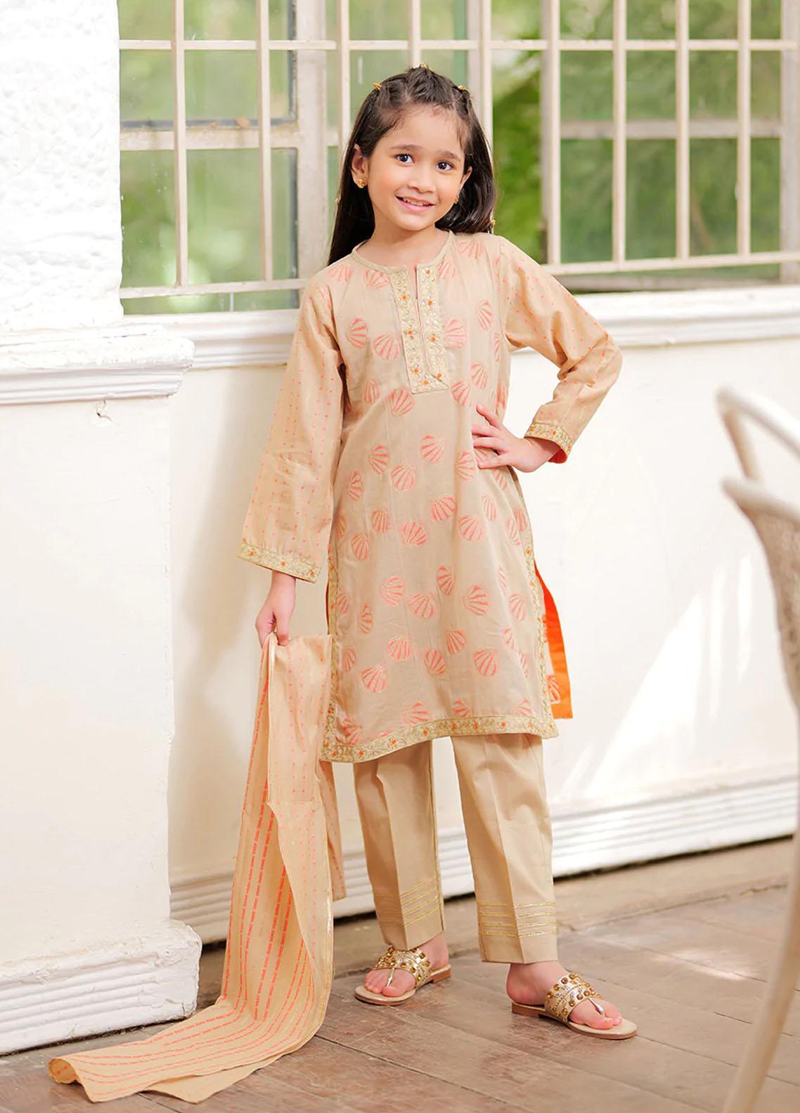 Fawn Jacquard 3 Piece Kids Suit - Senorita