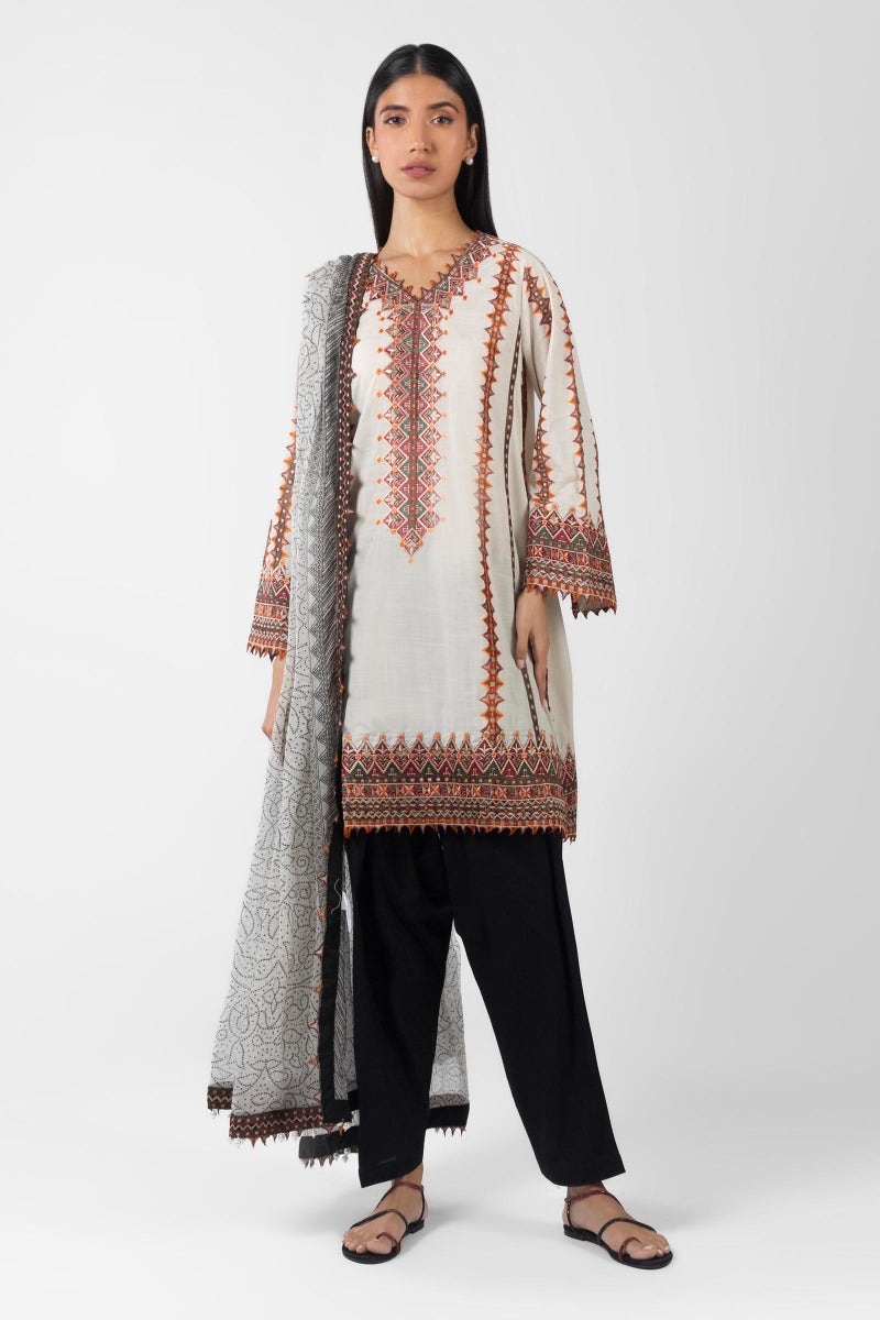 Slub Lawn Cream 2 Piece Suit - Sana Safinaz