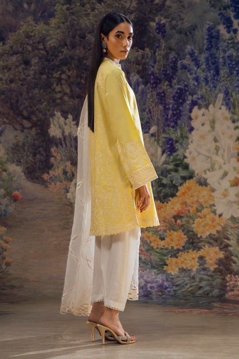Cotton Messuri Yellow 3 Piece Suit - Sana Safinaz