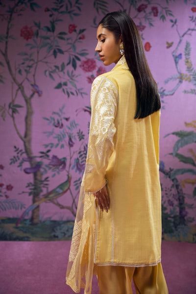 Poly Slub Yellow 3 Piece Suit - Sana Safinaz