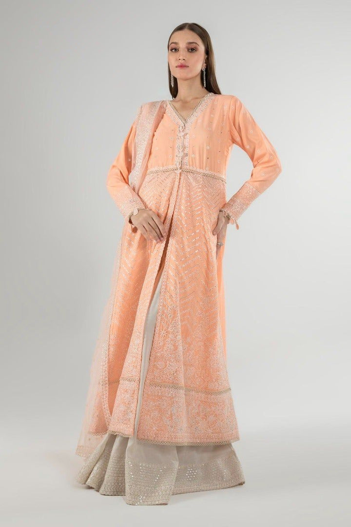 Crepe Peach 2 Piece Suit - Sana Safinaz