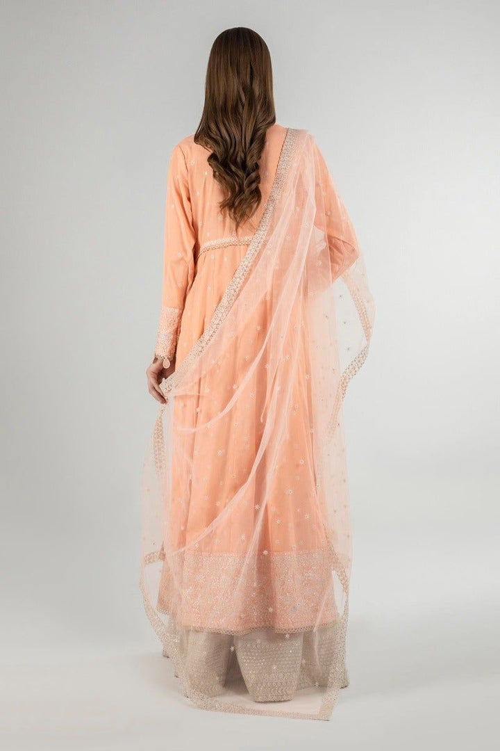 Crepe Peach 2 Piece Suit - Sana Safinaz