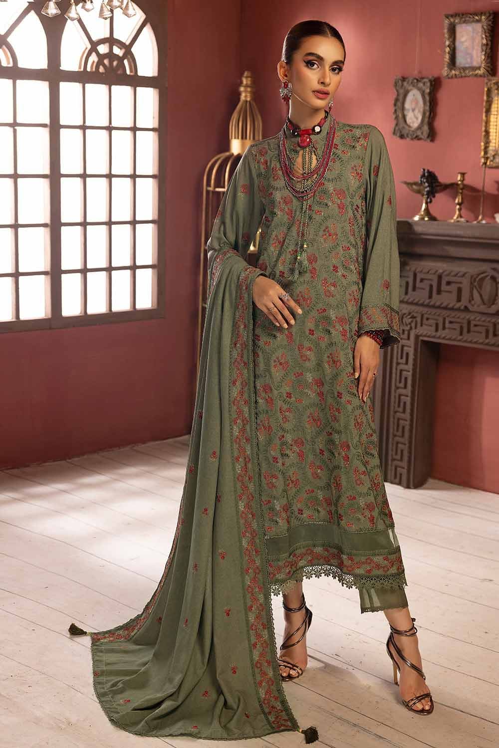 Embroidered Karandi Light Green 3 Piece Suit - Gul Ahmed