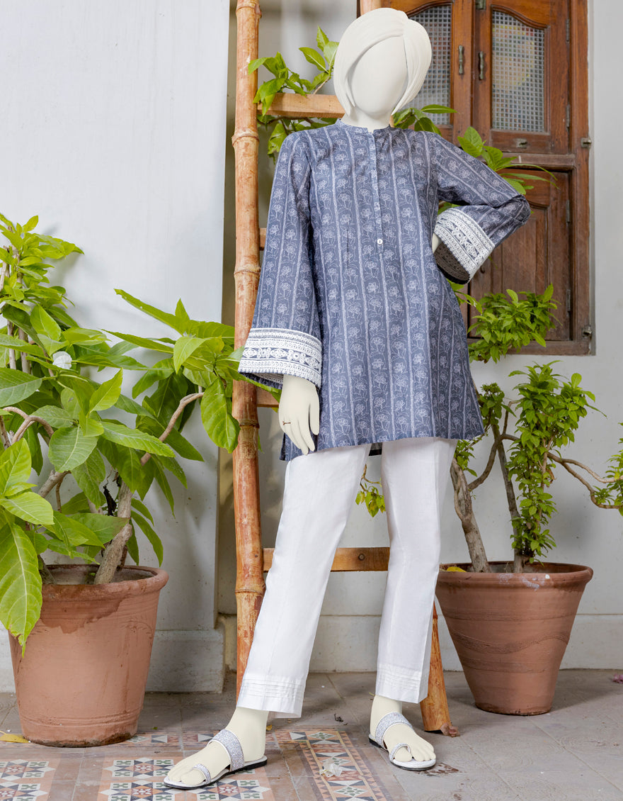 Lawn Grey Kurti - J. Junaid Jamshed